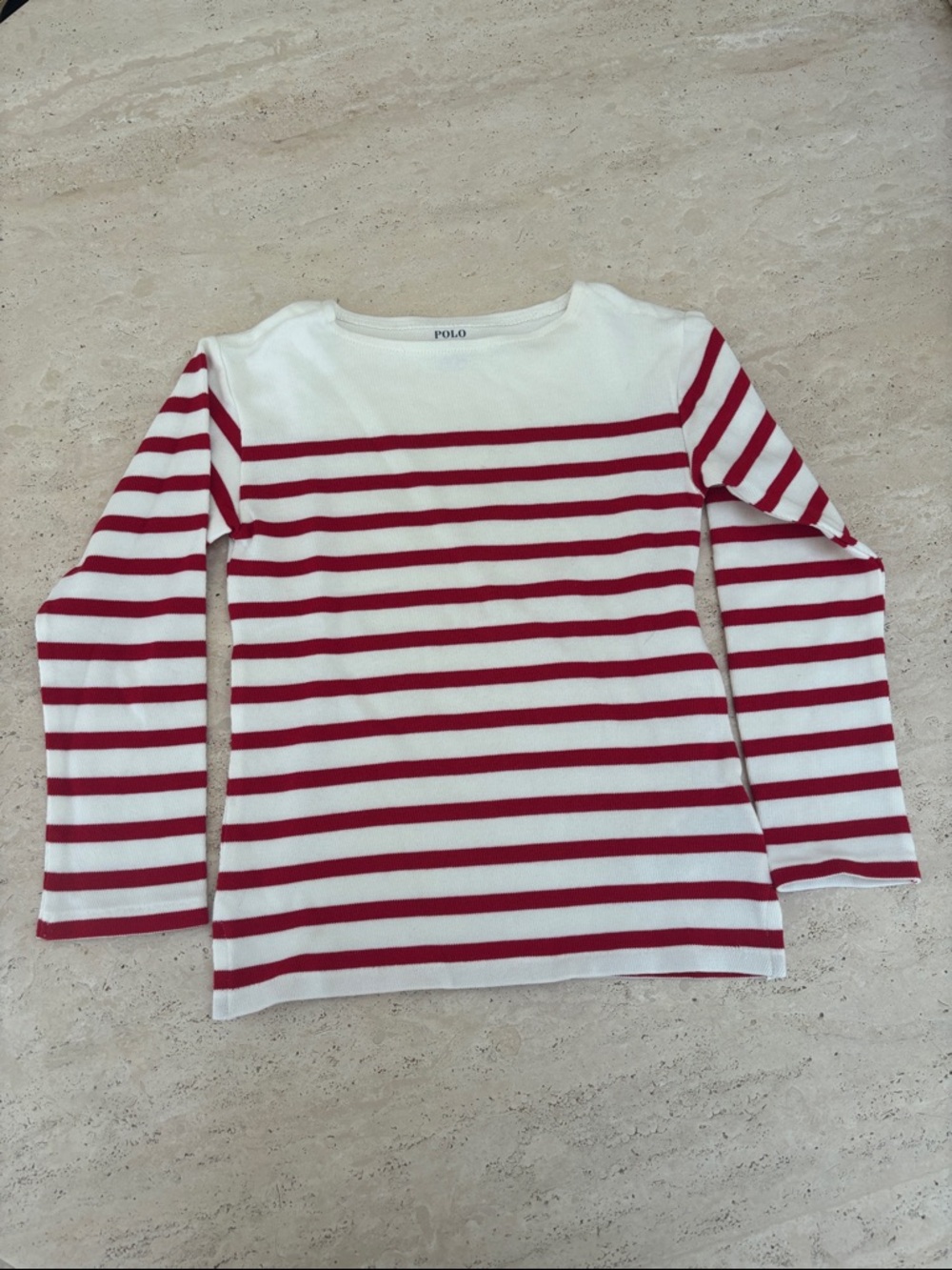 Polo by Ralph Lauren White and Red Striped Long-Sleeve Tee (Kids)